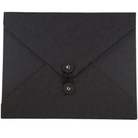 JAM Paper - Portefeuille Kraft à Boutons et Attaches à Cordes Moyen - 9 1/2 x 12 x 1/4 - Noir Recyclé-Carton noir