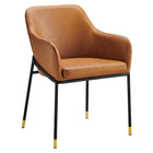 Modway - Jovi Cuir végane Chaise à manger Ensemble de 2 - Black Tan-Rembourrage en mousse dense