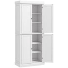 HOMCOM - Armoire de cuisine autoportante à 4 portes avec étagères - blanc-L'étagère à 6 niveaux offre suffisamment d'espace pour ranger les ustensiles de cuisine, la vaisselle, les appareils électroménagers et les produits secs 