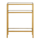 Hudson&Canal - Console Sivil 22" L - Laiton-Le plateau de la table et les étagères sont en verre trempé durable
