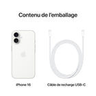 Apple - iPhone 16 6,1" - 128 Go - Blanc - Bell et Virgin Plus-Connectivité Satellite: Quand aucun réseau cellulaire ou Wi-Fi n'est à sa portée, iPhone peut se connecter à un satellite pour vous permettre d'envoyer et de recevoir des textos et des Tapback. En cas d'accident de voiture grave, il peut contacter les secours si vous n'êtes pas en mesure de le faire