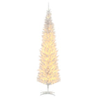 HOMCOM - Arbre de Noël artificiel illuminé 7 pi avec lumières LED blanc chaud-Sapin de Noël artificiel de 6 pieds de haut dans un style crayon fin 