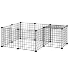 PawHut - Parc pour cochons d’Inde 14 po H 12 panneaux, avec porte-Dispose d’un treillis métallique dense, empêchant les petits animaux de s’échapper ou de se coincer 