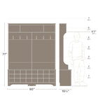 Prepac - Armoire d'entrée Wide Hall Tree 60 po avec 24 compartiments à chaussures - Noir-Dimensions assemblées : 60 po L x 77 po H x 15,5 po P