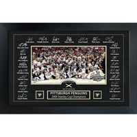 Pittsburgh Penguins 2009 Stanley Cup Replica Signature Frame with Game-Used Net - Impression encadree - 35" x 23"-Qualité supérieure - print framed