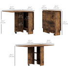 HOMCOM - Table à manger pliante à abattant avec étagères à 2 niveaux et roulettes pour 2-4 personnes - brun rustique-Deux étagères offrent un rangement discret