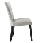 Modway - Silhouette Performance Velvet Chaises de salle à manger Ensemble de 2 - Gris clair-Capsules de pied non marquées