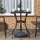 Outsunny - Table à manger de patio en osier avec trou pour parasol, brun mélangé-Design élégant avec osier en rotin PE tressé à la main  