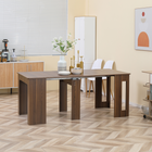 HOMCOM - Table à manger rectangulaire extensible 23,6 po-70,9 po pour 6-8 personnes - brun clair-Se réduit facilement à la taille d'une table d'appoint 