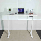 MotionGrey - Bureau assis-debout à deux moteurs electriques reglable en hauteur pour la maison/bureau-Cadre blanc -Plateau blanc-Dessus de bureau en MDF avec cadre de pied de bureau en acier de qualite industrielle