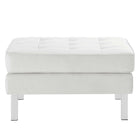 Modway - Loft Touffe Cuir végane Fauteuil et ensemble ottoman - Blanc argenté-8