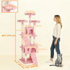 PawHut - Arbre à chat 68 po, tour à chat grande taille à plusieurs niveaux, rose-Aiguise les griffes de votre chat et lui permet de grimper tout en protégeant vos meubles des dommages 