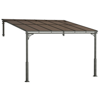 Outsunny - Pergola d’extérieur 11 pi l x 10 pi L - toit rigide adossé mural - brun-Le design appuyé contre le mur sécurise le mur et le sol pour une efficacité de l’espace