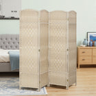 HOMCOM - séparateur de pièce autoportant 4 panneaux tressé à la main pour bureau à domicile, chambre - chêne clair-Design léger pour un déplacement aisé  
