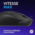 Logitech - Souris de jeu légère sans fil G309 LIGHTSPEED - Noir-Poids minimal: La Logitech G309 LIGHTSPEED est une souris gaming légère qui ne pèse que 86 g avec la pile AA incluse ou 68 g (sans pile) avec l'utilisation du système de charge sans fil POWERPLAY