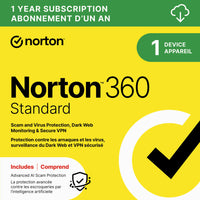 Norton - 360 Standard logiciel antivirus - 1 appareil - abonnement d'un an [téléchargement]-Une adresse e-mail valide doit être fournie lors du paiement