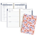 Mead - Agenda hebdomadaire/mensuel feuilles florales 2026 - 8-1/2 po H x 5 1/2 po l - rose - bilingue-Reliure à double spirale