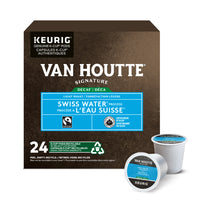 Van Houtte - Capsules K-Cup de café procédé à l'eau suisse  torréfaction légère - déca - paquet de 24-Goût : découvrez le café déca à l'eau suisse équitable biologique avec ses saveurs légèrement sucrées aux accents de noix.