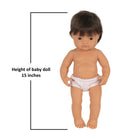 Miniland Educational - Poupée bébé 15 po anatomiquement correcte - Garçon caucasien - Brunette-Idéal pour enseigner les compétences sociales