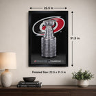 Frameworth - Carolina Hurricanes Toile encadrée 20 po H x 29 po l Champions de la Coupe Stanley 2026 - Sous licence officielle LNH/AJLNH-7