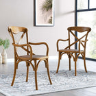 Modway - Gear Fauteuil à manger Ensemble de 2 - Noyer-Aucune assemblée requise