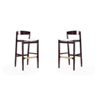 Manhattan Comfort - Tabouret de bar klismos 20" style milieu du siècle moderne, rembourré en similicuir ivoire et noyer foncé, lot de 2-Tabouret de bar moderne du milieu du siècle avec banquette arrière parfait pour un bar et une cuisine. Ensemble de 2