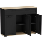 HOMCOM - Buffet moderne de 40 po avec tiroirs et portes de rangement - Noir-Comprend un tiroir large et deux armoires, offrant un espace de rangement organisé et spacieux 