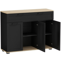 HOMCOM - Buffet moderne de 40 po avec tiroirs et portes de rangement - Noir-Comprend un tiroir large et deux armoires, offrant un espace de rangement organisé et spacieux 