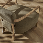 Modway - Zinnia Mélange de lin Chaise d’accent - Olive-Siège surdimensionné