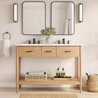 Modway - Zaire 48" compatible double évier Armoire de toilette de salle de bain (lavabo non inclus) - Naturel-Tirs de poignée en métal