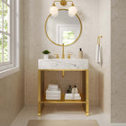 Modway - Gridiron 30" Vanette de salle de bain - Or blanc-Trous de robinet centraux 8"