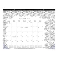 Blueline - 2026 Calendrier sous-main mensuel à colorier DoodlePlan - 22 po x 17 po - Bilingue-12 mois: janvier 2026 à décembre 2026