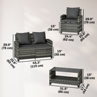 Outsunny - Ensemble de conversation de patio de 4 pièces avec coussins, gris foncé-Boutons à bascule en corne pour empêcher les coussins d’assise de glisser