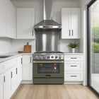 Kucht - 36 po Série KDF Cuisinière Pro Style au gaz naturel - Acier inoxydable/Vert olive-Allumage électronique avec rallumage automatique pour une sécurité accrue et un contrôle fiable de la flamme, réduisant les risques de fuite de gaz