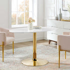 Modway - Verne Ovale de 48 po Table à manger, Or Blanc-Plateau en MDF