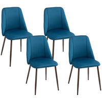 HOMCOM - Chaises de salle à manger en velours - bleu foncé - ensemble de 4-Emballé en lot de 4, utilisez-le pour dîner, discuter, et plus encore