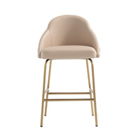 Manhattan Comfort - Gracie tabouret de comptoir moderne de 22" en similicuir rembourré - beige et doré-Tabouret de comptoir moderne avec dossier parfait pour une utilisation au bar et dans la cuisine