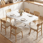 HOMCOM - Table à manger pliante à abattant sur roulettes verrouillables 47,2 po pour 2-4 personnes - blanc-Six roulettes pour un déplacement facile, avec freins pour rester en place 