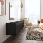 Nexera - Meuble audio-vidéo Slim, 72po, Noir-Meubles conçus et produits au Canada à partir de panneaux de particules et de MDF certifiés CARB II/FSC.  Item expédié en 24-48 heures après réception de la commande.  Assemblage requis