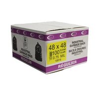 Eco II - Sacs à ordures - 48 po x 40 po - 0.75MIL - Clair tinté - paquet de 100 -48 po x 48 po