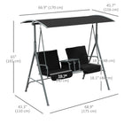 Outsunny - Balancelle de porche 2 personnes avec auvent réglable, table et sac de rangement-Le toit à auvent offre une protection résistante aux UV contre la pluie et le soleil
