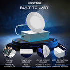 Impotek - Luminaire encastré au plafond DEL 6 po 12W 5CCT gradable – Paquet de 12-Sécurité certifiée et compatibilité - Profitez de la tranquillité d’esprit avec nos certifications IC, ETL et Energy Star. Conçu pour un contact direct avec l’isolation, notre boîte de jonction protégée thermiquement garantit la sécurité et une large compatibilité avec divers types de plafonds et configurations de solives