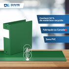 Davis Group Super économie, Reliure à anneaux ronds 3 po, paquet de 6 – Vert-Polypropylène sans PVC