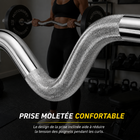 MotionGrey - Barre EZ olympique  pour l’entraînement musculaire - 120 cm - Argent-Format de barre olympique conçu pour s’intégrer à un espace d’entraînement musculaire