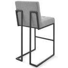 Modway - Privy Acier inoxydable noir Tissu rembourré Tabouret de bar - Noir Gris clair-Capsules de pied non marquées