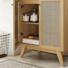 Modway - Soma 30" Vanette de salle de bain - Oak White-Portes en rotin tissé