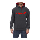 Cool Canuck - sweatshirt à capuche gris avec broderie rouge Canada, taille 2XL-Col, poignets et ceinture en côtes 2 x 1, coutures à double aiguille