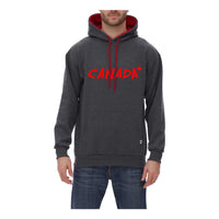 Cool Canuck - sweatshirt à capuche gris avec broderie rouge Canada, taille 2XL-Col, poignets et ceinture en côtes 2 x 1, coutures à double aiguille