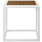Modway - Stance Terrasse extérieure Aluminium Table d’appoint - White Natural-Plateau de table en bois synthétique à lattes