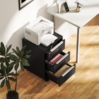 HOMCOM - Classeur vertical à 3 tiroirs avec serrure et roulettes - noir-Solution de rangement flexible pour bureau à domicile, bureau, salon ou dortoir 